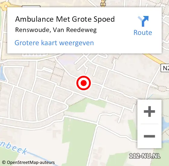 Locatie op kaart van de 112 melding: Ambulance Met Grote Spoed Naar Renswoude, Van Reedeweg op 11 augustus 2014 01:48