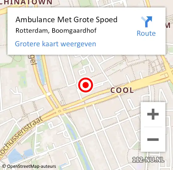 Locatie op kaart van de 112 melding: Ambulance Met Grote Spoed Naar Rotterdam, Boomgaardhof op 4 januari 2023 01:11