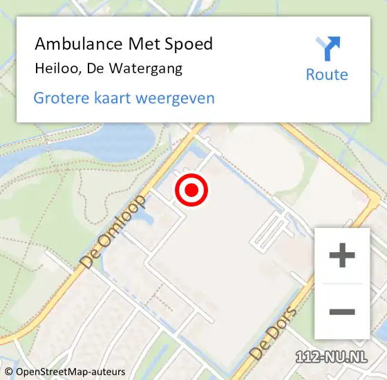 Locatie op kaart van de 112 melding: Ambulance Met Spoed Naar Heiloo, De Watergang op 4 januari 2023 03:31