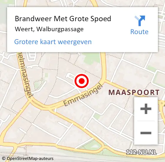 Locatie op kaart van de 112 melding: Brandweer Met Grote Spoed Naar Weert, Walburgpassage op 4 januari 2023 03:49