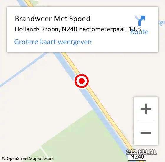 Locatie op kaart van de 112 melding: Brandweer Met Spoed Naar Hollands Kroon, N240 hectometerpaal: 13,8 op 4 januari 2023 04:42