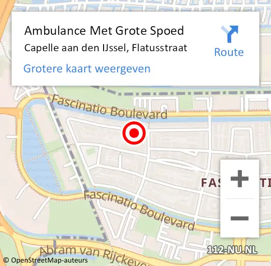 Locatie op kaart van de 112 melding: Ambulance Met Grote Spoed Naar Capelle aan den IJssel, Flatusstraat op 4 januari 2023 05:03