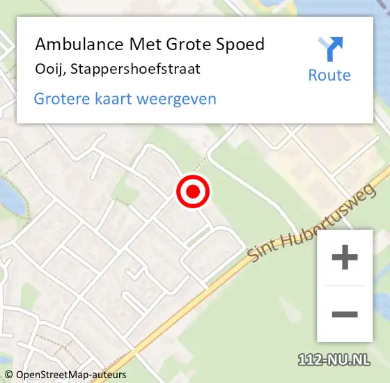 Locatie op kaart van de 112 melding: Ambulance Met Grote Spoed Naar Ooij, Stappershoefstraat op 4 januari 2023 05:19