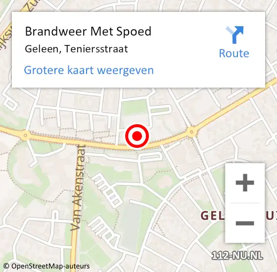 Locatie op kaart van de 112 melding: Brandweer Met Spoed Naar Geleen, Teniersstraat op 4 januari 2023 06:45