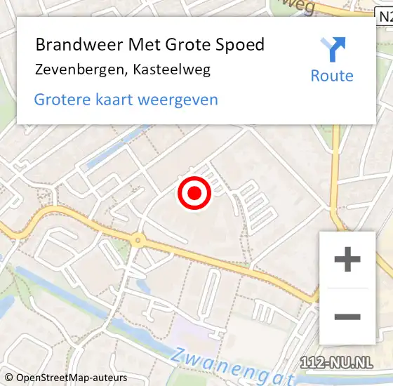 Locatie op kaart van de 112 melding: Brandweer Met Grote Spoed Naar Zevenbergen, Kasteelweg op 4 januari 2023 07:18