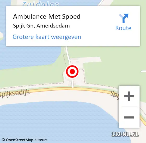 Locatie op kaart van de 112 melding: Ambulance Met Spoed Naar Spijk Gn, Ameidsedam op 4 januari 2023 07:36
