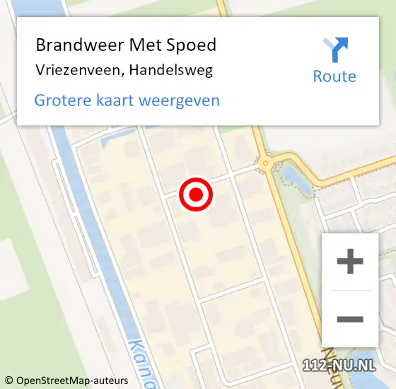 Locatie op kaart van de 112 melding: Brandweer Met Spoed Naar Vriezenveen, Handelsweg op 4 januari 2023 07:53