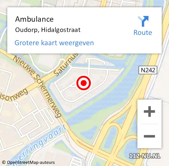 Locatie op kaart van de 112 melding: Ambulance Oudorp, Hidalgostraat op 4 januari 2023 08:11