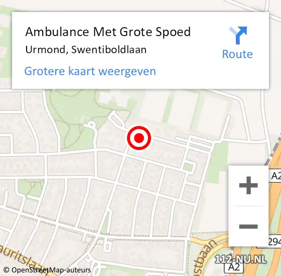 Locatie op kaart van de 112 melding: Ambulance Met Grote Spoed Naar Urmond, Swentiboldlaan op 11 augustus 2014 02:33