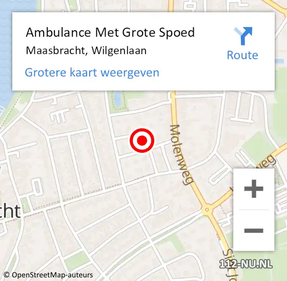 Locatie op kaart van de 112 melding: Ambulance Met Grote Spoed Naar Maasbracht, Wilgenlaan op 4 januari 2023 08:16