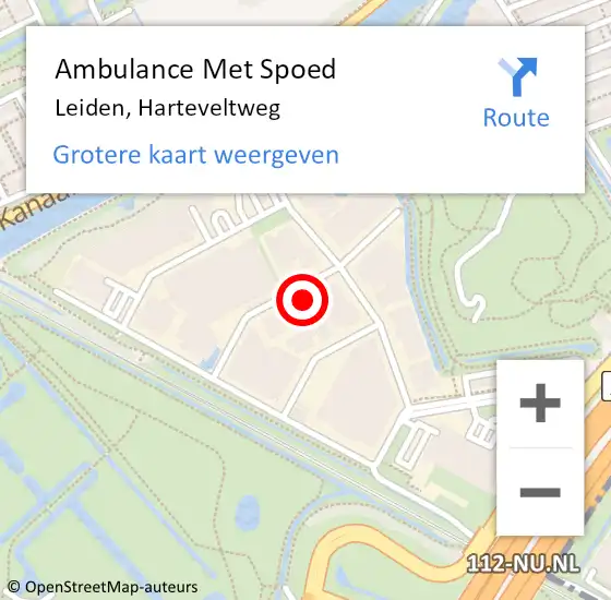 Locatie op kaart van de 112 melding: Ambulance Met Spoed Naar Leiden, Harteveltweg op 4 januari 2023 08:21