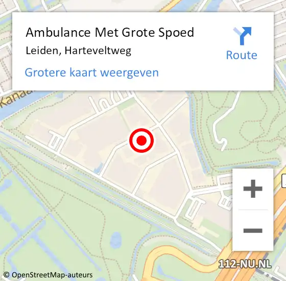 Locatie op kaart van de 112 melding: Ambulance Met Grote Spoed Naar Leiden, Harteveltweg op 4 januari 2023 08:25