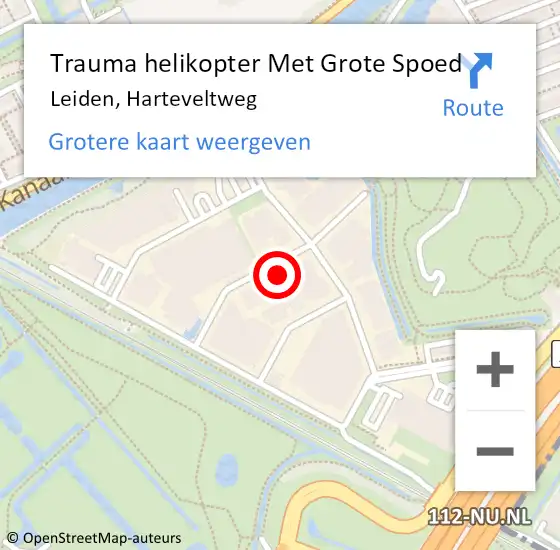 Locatie op kaart van de 112 melding: Trauma helikopter Met Grote Spoed Naar Leiden, Harteveltweg op 4 januari 2023 08:28