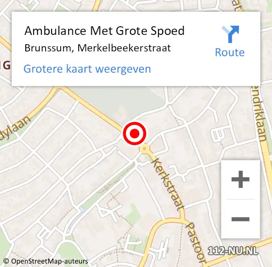Locatie op kaart van de 112 melding: Ambulance Met Grote Spoed Naar Brunssum, Merkelbeekerstraat op 4 januari 2023 08:51