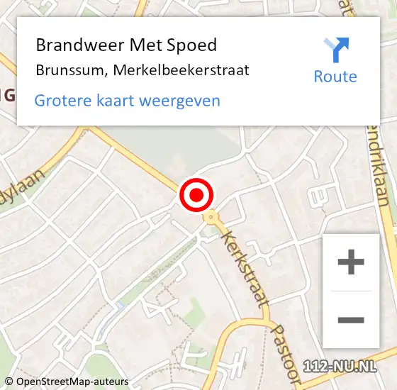 Locatie op kaart van de 112 melding: Brandweer Met Spoed Naar Brunssum, Merkelbeekerstraat op 4 januari 2023 09:11