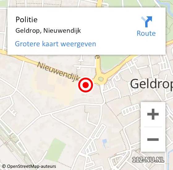 Locatie op kaart van de 112 melding: Politie Geldrop, Nieuwendijk op 4 januari 2023 10:01