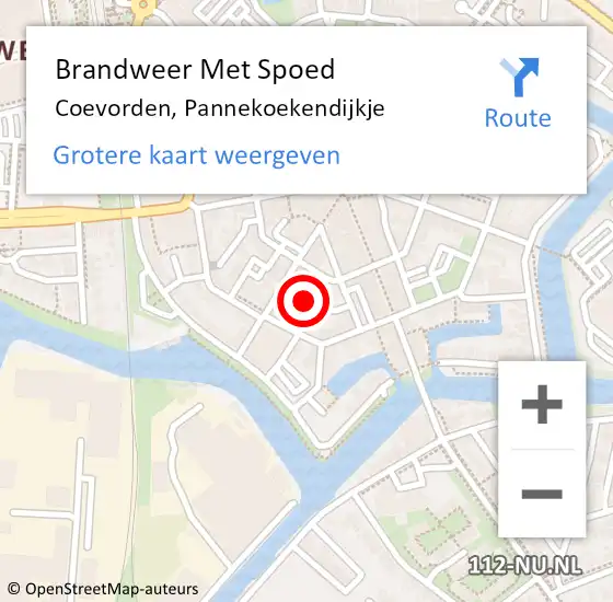 Locatie op kaart van de 112 melding: Brandweer Met Spoed Naar Coevorden, Pannekoekendijkje op 4 januari 2023 10:16