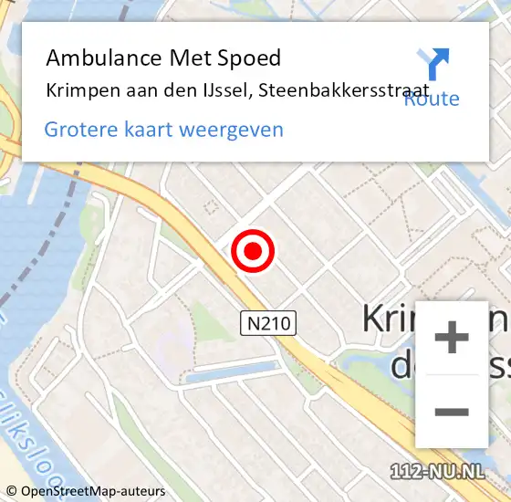 Locatie op kaart van de 112 melding: Ambulance Met Spoed Naar Krimpen aan den IJssel, Steenbakkersstraat op 4 januari 2023 10:25