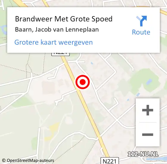 Locatie op kaart van de 112 melding: Brandweer Met Grote Spoed Naar Baarn, Jacob van Lenneplaan op 4 januari 2023 10:32