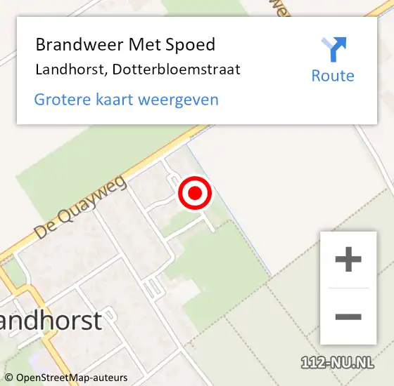 Locatie op kaart van de 112 melding: Brandweer Met Spoed Naar Landhorst, Dotterbloemstraat op 4 januari 2023 10:46