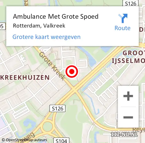 Locatie op kaart van de 112 melding: Ambulance Met Grote Spoed Naar Rotterdam, Valkreek op 4 januari 2023 10:55