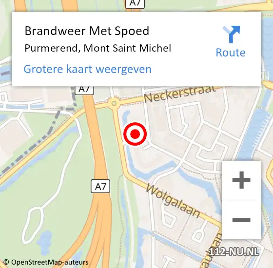 Locatie op kaart van de 112 melding: Brandweer Met Spoed Naar Purmerend, Mont Saint Michel op 4 januari 2023 10:56