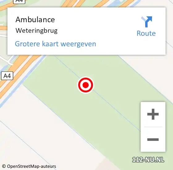 Locatie op kaart van de 112 melding: Ambulance Weteringbrug op 4 januari 2023 10:56