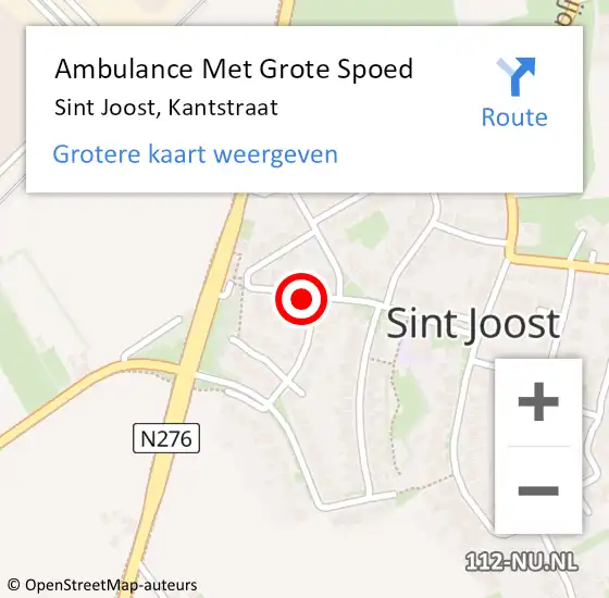 Locatie op kaart van de 112 melding: Ambulance Met Grote Spoed Naar Sint Joost, Kantstraat op 4 januari 2023 11:04