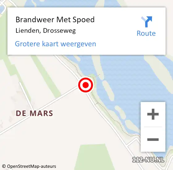 Locatie op kaart van de 112 melding: Brandweer Met Spoed Naar Lienden, Drosseweg op 4 januari 2023 11:10