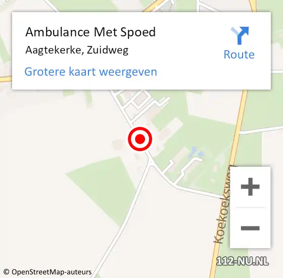 Locatie op kaart van de 112 melding: Ambulance Met Spoed Naar Aagtekerke, Zuidweg op 11 augustus 2014 03:47