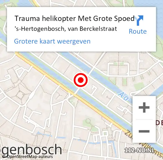 Locatie op kaart van de 112 melding: Trauma helikopter Met Grote Spoed Naar 's-Hertogenbosch, van Berckelstraat op 4 januari 2023 11:27