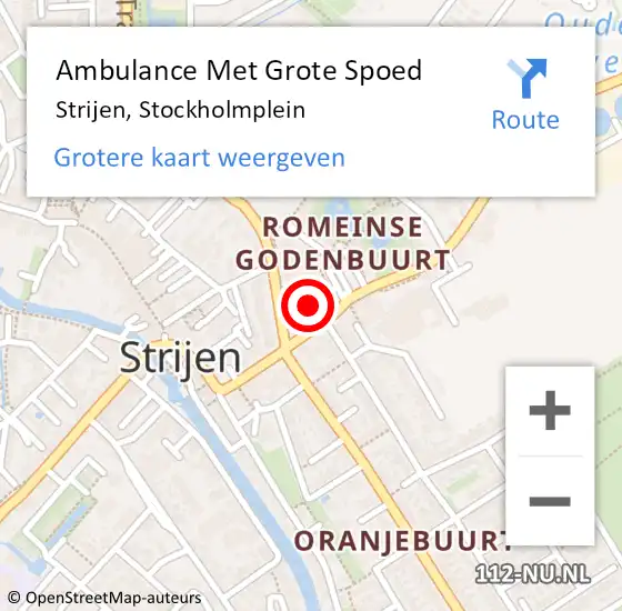 Locatie op kaart van de 112 melding: Ambulance Met Grote Spoed Naar Strijen, Stockholmplein op 4 januari 2023 11:30