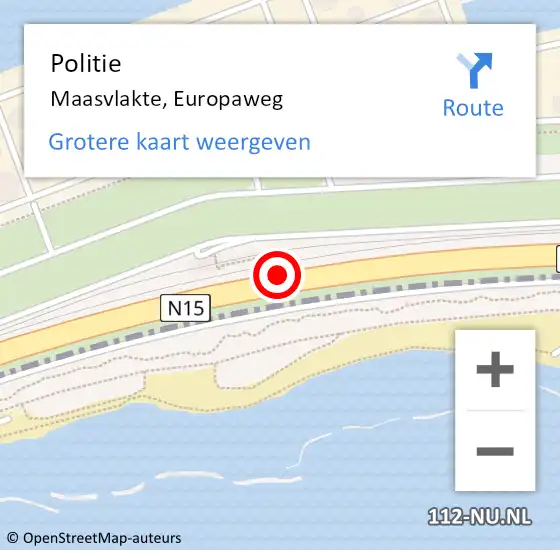 Locatie op kaart van de 112 melding: Politie Maasvlakte, Europaweg op 4 januari 2023 11:31