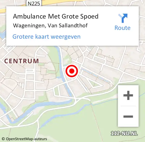 Locatie op kaart van de 112 melding: Ambulance Met Grote Spoed Naar Wageningen, Van Sallandthof op 4 januari 2023 11:42