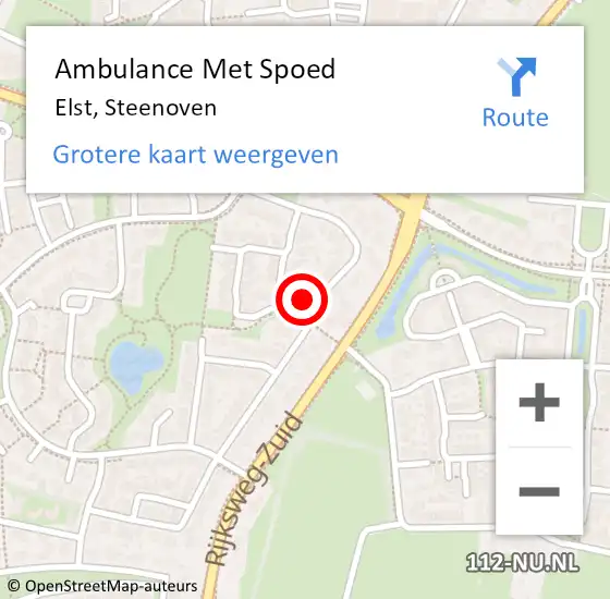 Locatie op kaart van de 112 melding: Ambulance Met Spoed Naar Elst, Steenoven op 4 januari 2023 12:08