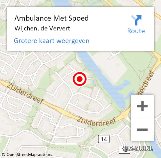 Locatie op kaart van de 112 melding: Ambulance Met Spoed Naar Wijchen, de Ververt op 4 januari 2023 12:18