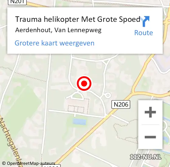 Locatie op kaart van de 112 melding: Trauma helikopter Met Grote Spoed Naar Aerdenhout, Van Lennepweg op 4 januari 2023 12:20