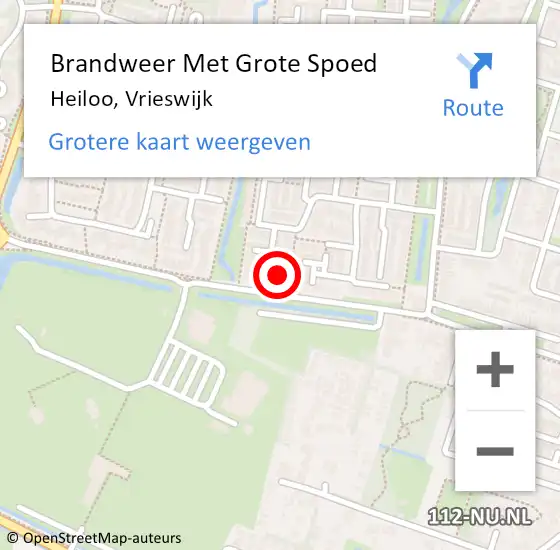 Locatie op kaart van de 112 melding: Brandweer Met Grote Spoed Naar Heiloo, Vrieswijk op 4 januari 2023 12:58