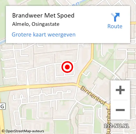 Locatie op kaart van de 112 melding: Brandweer Met Spoed Naar Almelo, Osingastate op 4 januari 2023 13:10