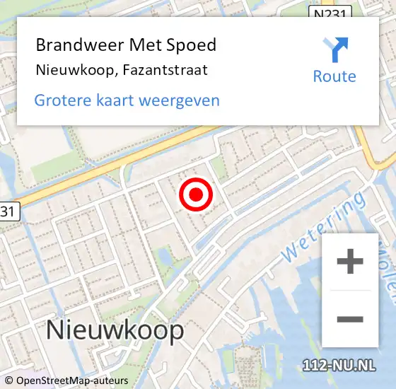 Locatie op kaart van de 112 melding: Brandweer Met Spoed Naar Nieuwkoop, Fazantstraat op 4 januari 2023 13:36