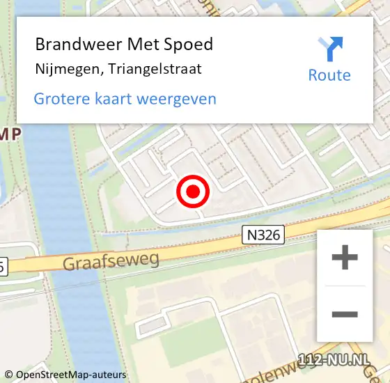 Locatie op kaart van de 112 melding: Brandweer Met Spoed Naar Nijmegen, Triangelstraat op 4 januari 2023 13:49