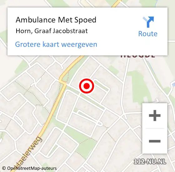 Locatie op kaart van de 112 melding: Ambulance Met Spoed Naar Horn, Graaf Jacobstraat op 4 januari 2023 14:01