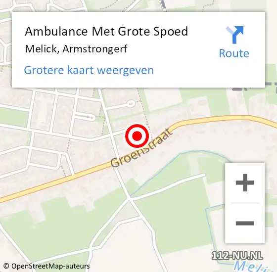 Locatie op kaart van de 112 melding: Ambulance Met Grote Spoed Naar Melick, Armstrongerf op 11 augustus 2014 05:08