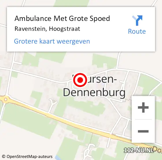 Locatie op kaart van de 112 melding: Ambulance Met Grote Spoed Naar Ravenstein, Hoogstraat op 11 augustus 2014 05:17