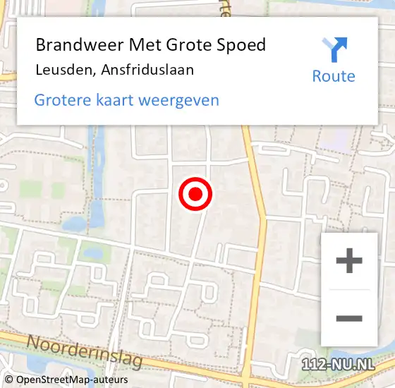 Locatie op kaart van de 112 melding: Brandweer Met Grote Spoed Naar Leusden, Ansfriduslaan op 4 januari 2023 14:32