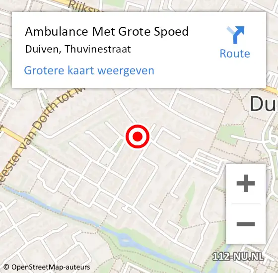 Locatie op kaart van de 112 melding: Ambulance Met Grote Spoed Naar Duiven, Thuvinestraat op 4 januari 2023 14:42