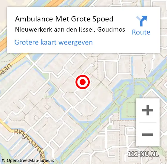 Locatie op kaart van de 112 melding: Ambulance Met Grote Spoed Naar Nieuwerkerk aan den IJssel, Goudmos op 4 januari 2023 14:57