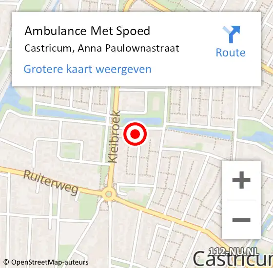 Locatie op kaart van de 112 melding: Ambulance Met Spoed Naar Castricum, Anna Paulownastraat op 4 januari 2023 15:09