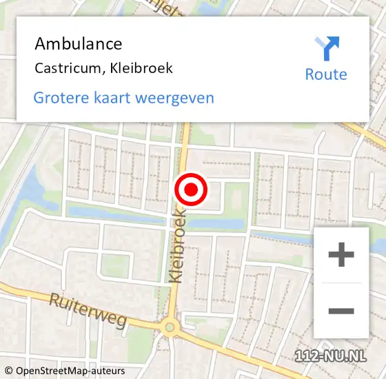 Locatie op kaart van de 112 melding: Ambulance Castricum, Kleibroek op 4 januari 2023 15:09