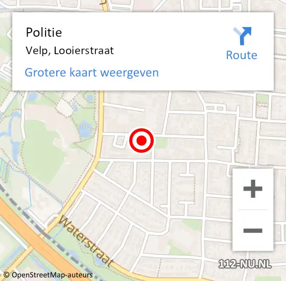 Locatie op kaart van de 112 melding: Politie Velp, Looierstraat op 4 januari 2023 15:38